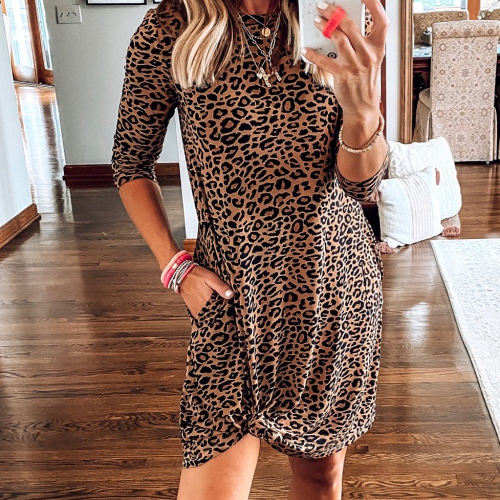 Leopard Twist Mini Dress